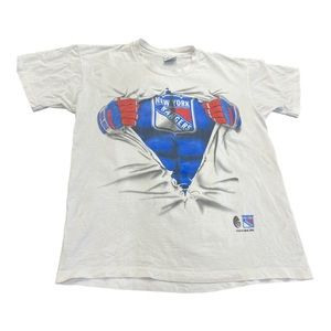 Vintage 90s New York Rangers Breakthrough Tee, College Concepts, Unisex, Size L